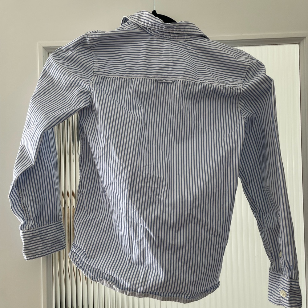 Kids Blue & White Striped Button-Down Shirt - Picture 5 of 5